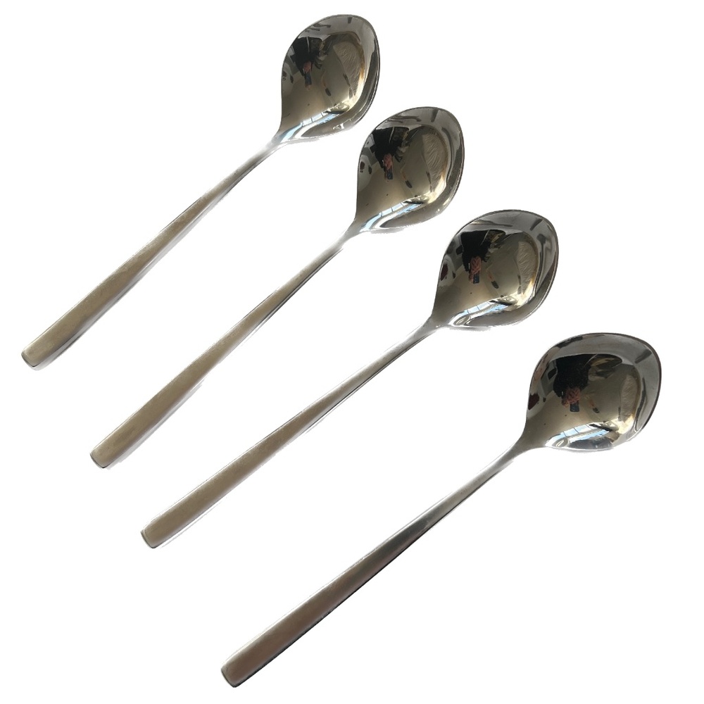 4 LUNDTOFTE Spoons STAINLESS Made in Denmark Flatware Danish 7 1/2" Long